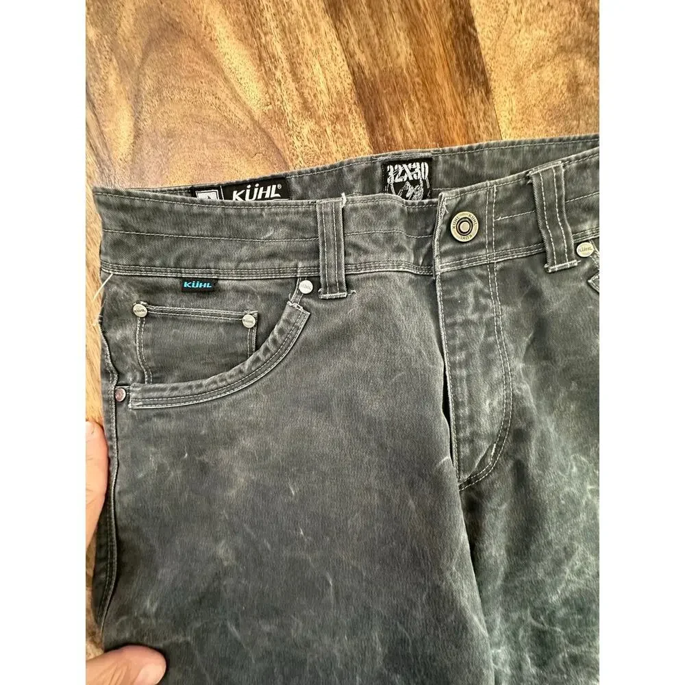 Kuhl Men's Dark Gray Distressed Dyed Look Straight Leg Denim Jeans Size 32X30